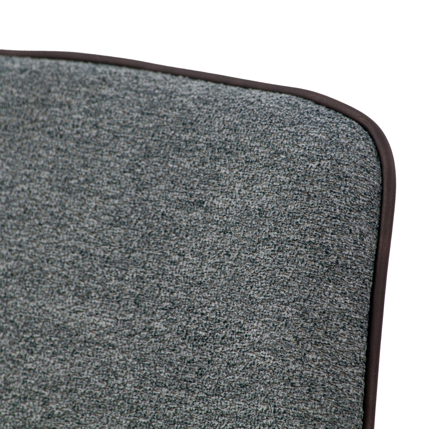 Set of 2 Arch Grey Fabric Dining Chair with Brown Cushion and Piping