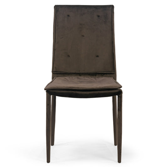 Set of 2 Areli Brown Velvet Dining Chair with Upholstered Legs