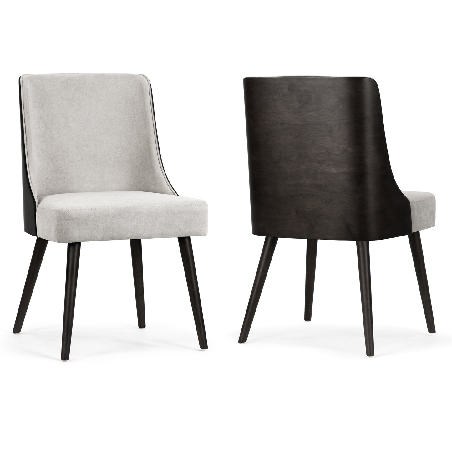 Set of 2 Esmy Fabric Chair with Black Bentwood Back and Solid Wood Legs
