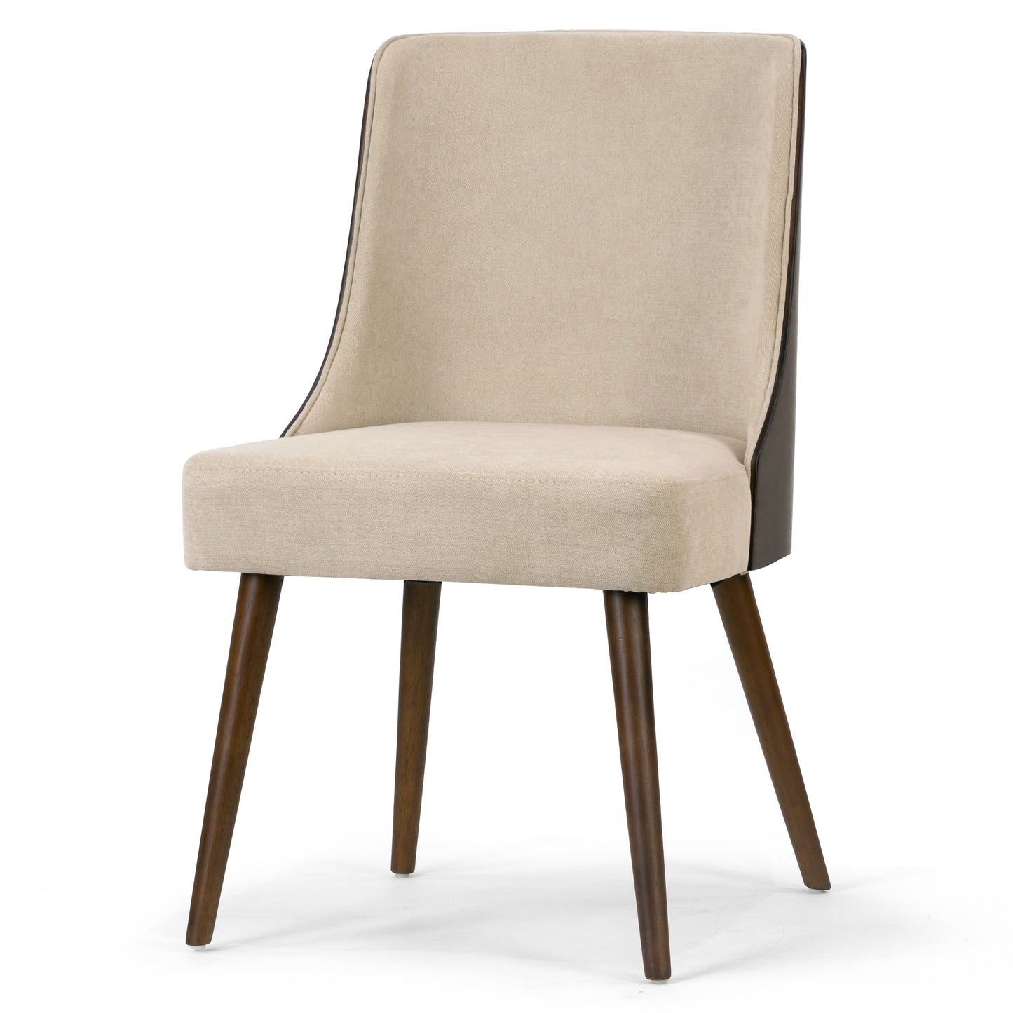 Set of 2 Esmy Beige Fabric Chair with Dark Brown Bentwood Back and Solid Wood Legs