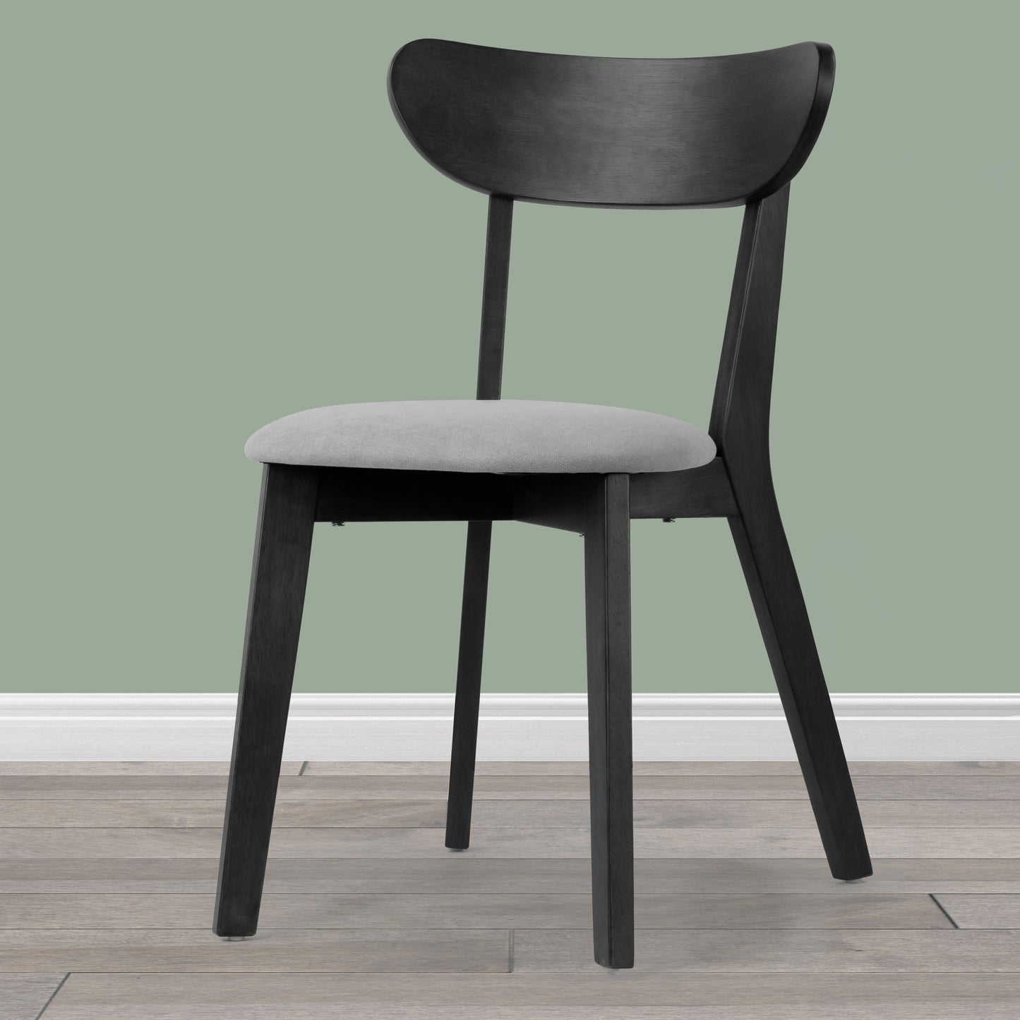 Set of 2 Aspen Black Rubberwood Dining Chair with Upholstered Seat