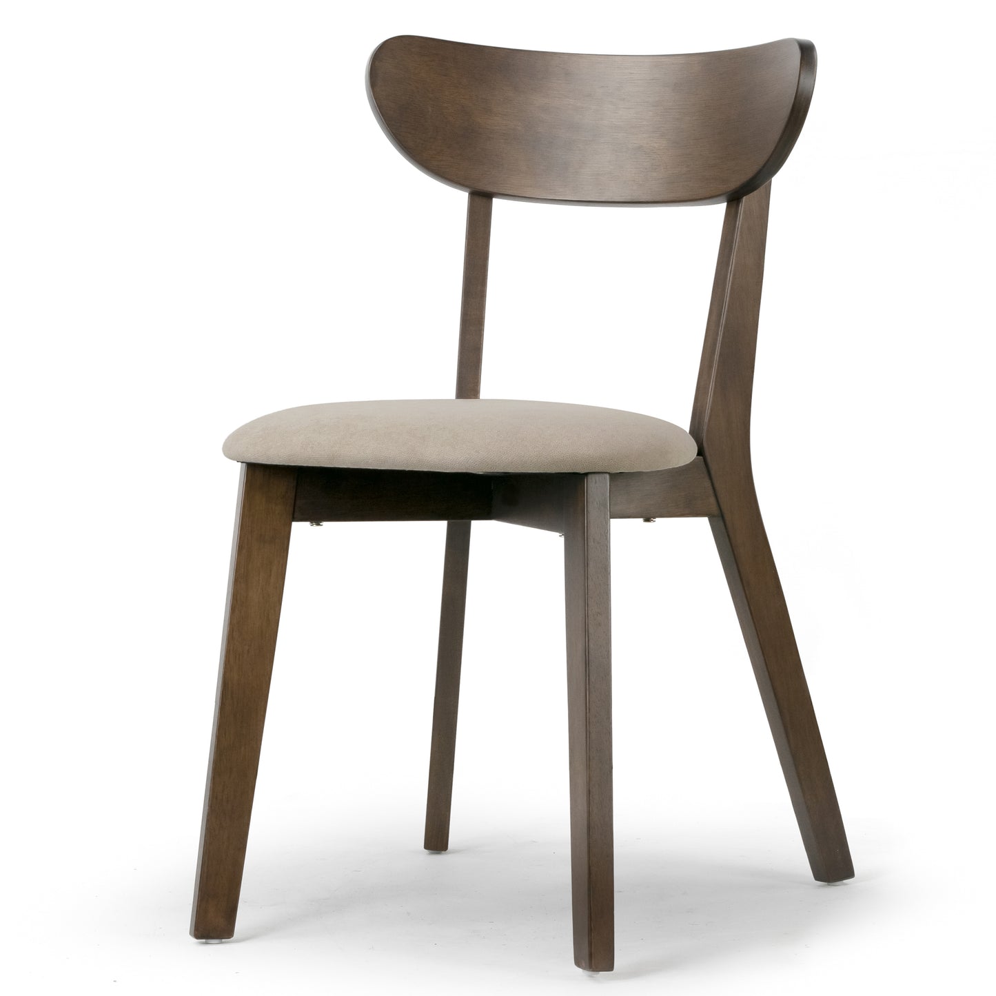 Set of 2 Aspen Dark Brown Rubberwood Dining Chair with Beige Upholstered Seat