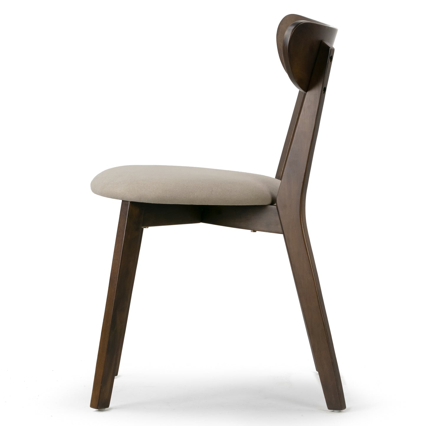 Set of 2 Aspen Dark Brown Rubberwood Dining Chair with Beige Upholstered Seat