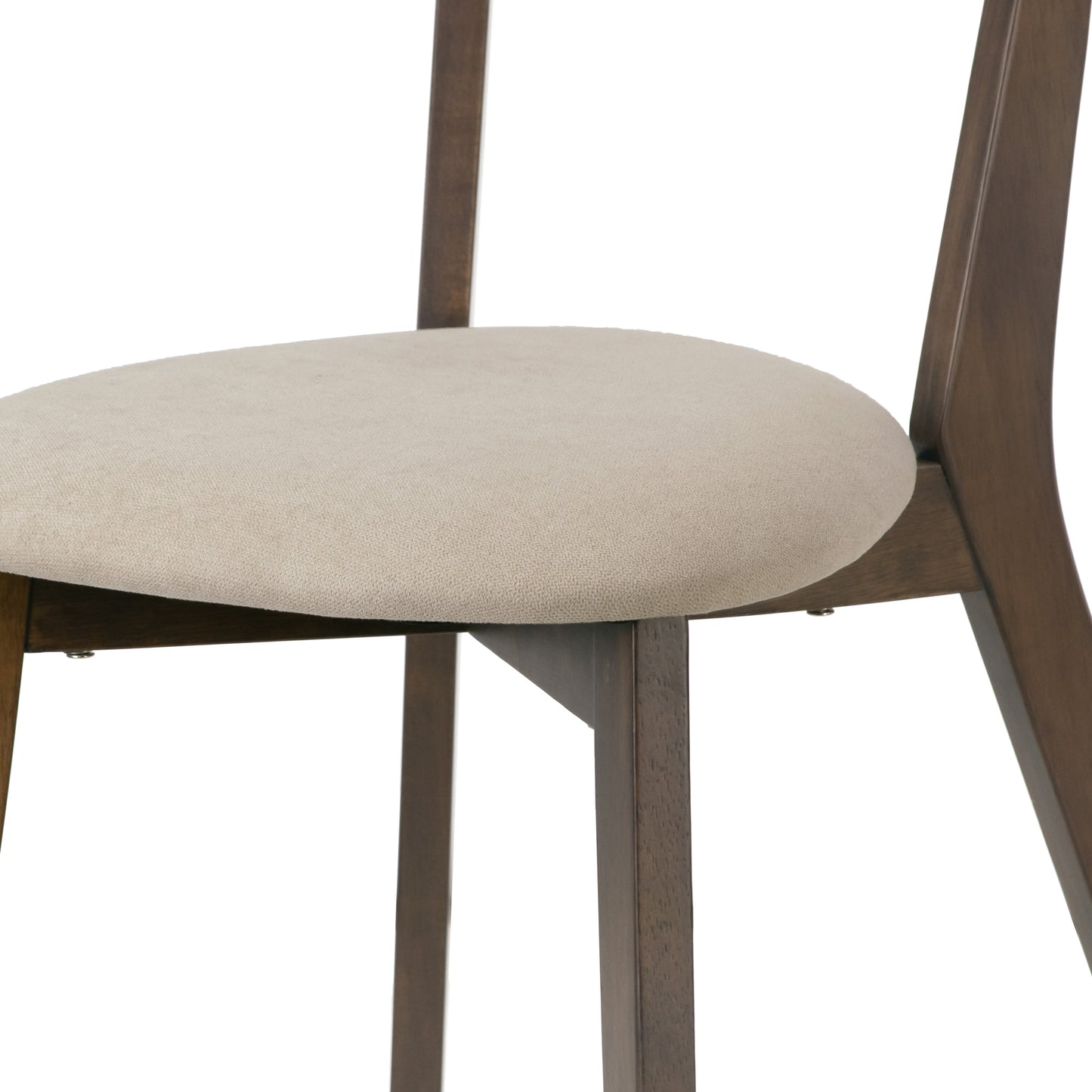 Set of 2 Aspen Dark Brown Rubberwood Dining Chair with Beige Upholstered Seat