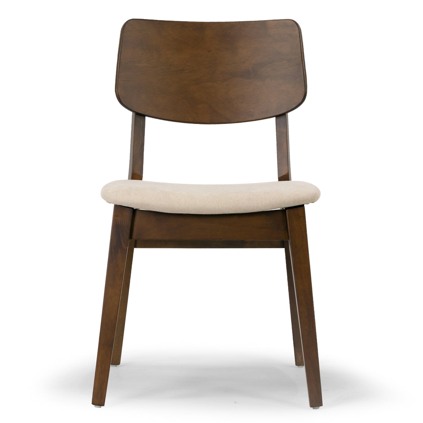 Set of 2 Astin Dark Brown Wood Chair with Beige Fabric Seat