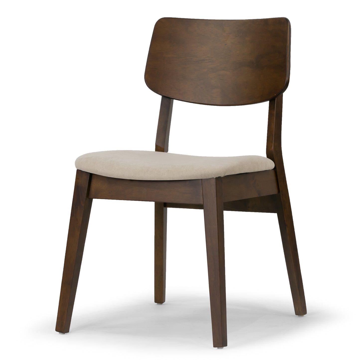 Set of 2 Astin Dark Brown Wood Chair with Beige Fabric Seat