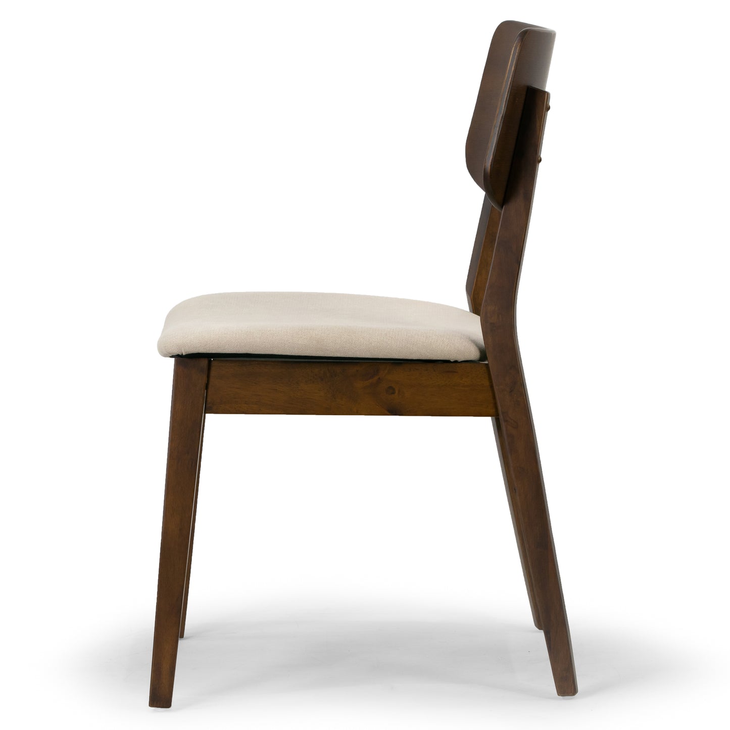 Set of 2 Astin Dark Brown Wood Chair with Beige Fabric Seat