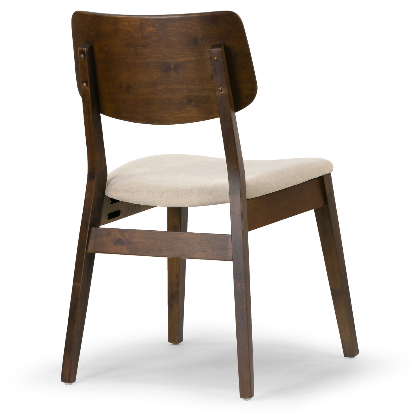 Set of 2 Astin Dark Brown Wood Chair with Beige Fabric Seat