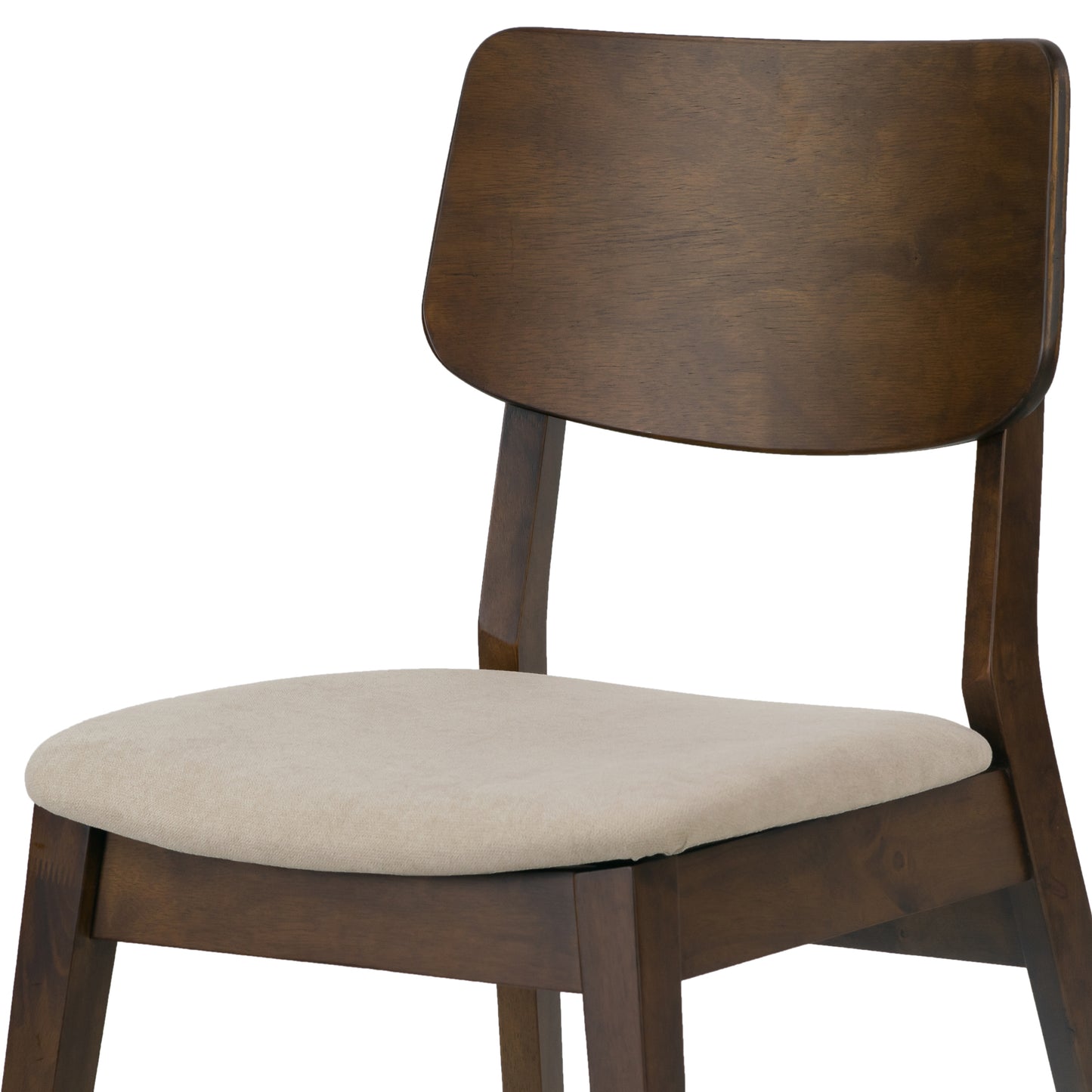 Set of 2 Astin Dark Brown Wood Chair with Beige Fabric Seat