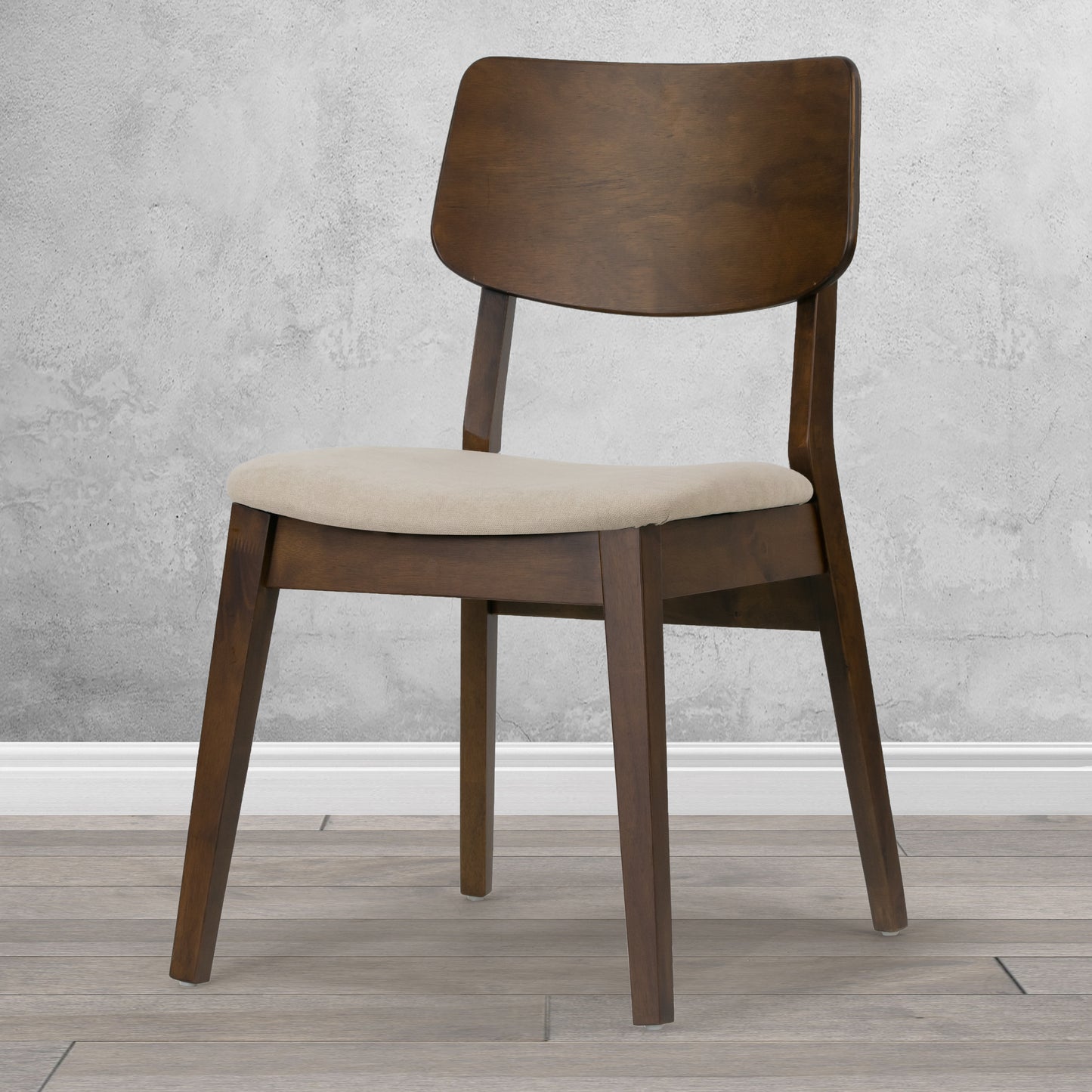 Set of 2 Astin Dark Brown Wood Chair with Beige Fabric Seat