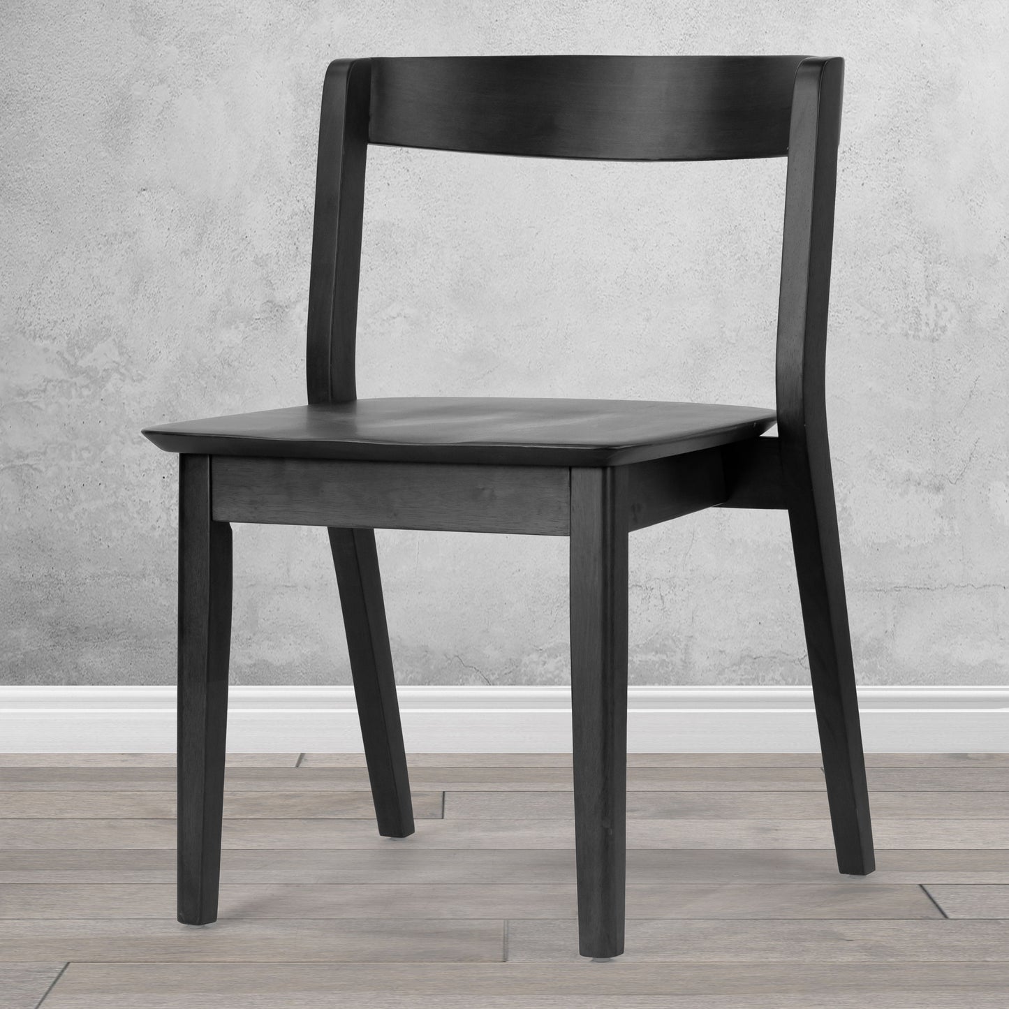 Set of 2 Astor Black Solid Wood Chair with Curved Back