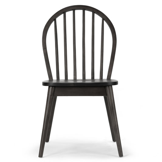 Set of 2 Astra Black Solid Wood Chair with Windsor Back