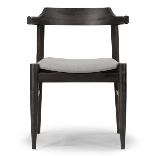 Set of 2 Atlas Retro Modern Black Wood Chair with Curved Back