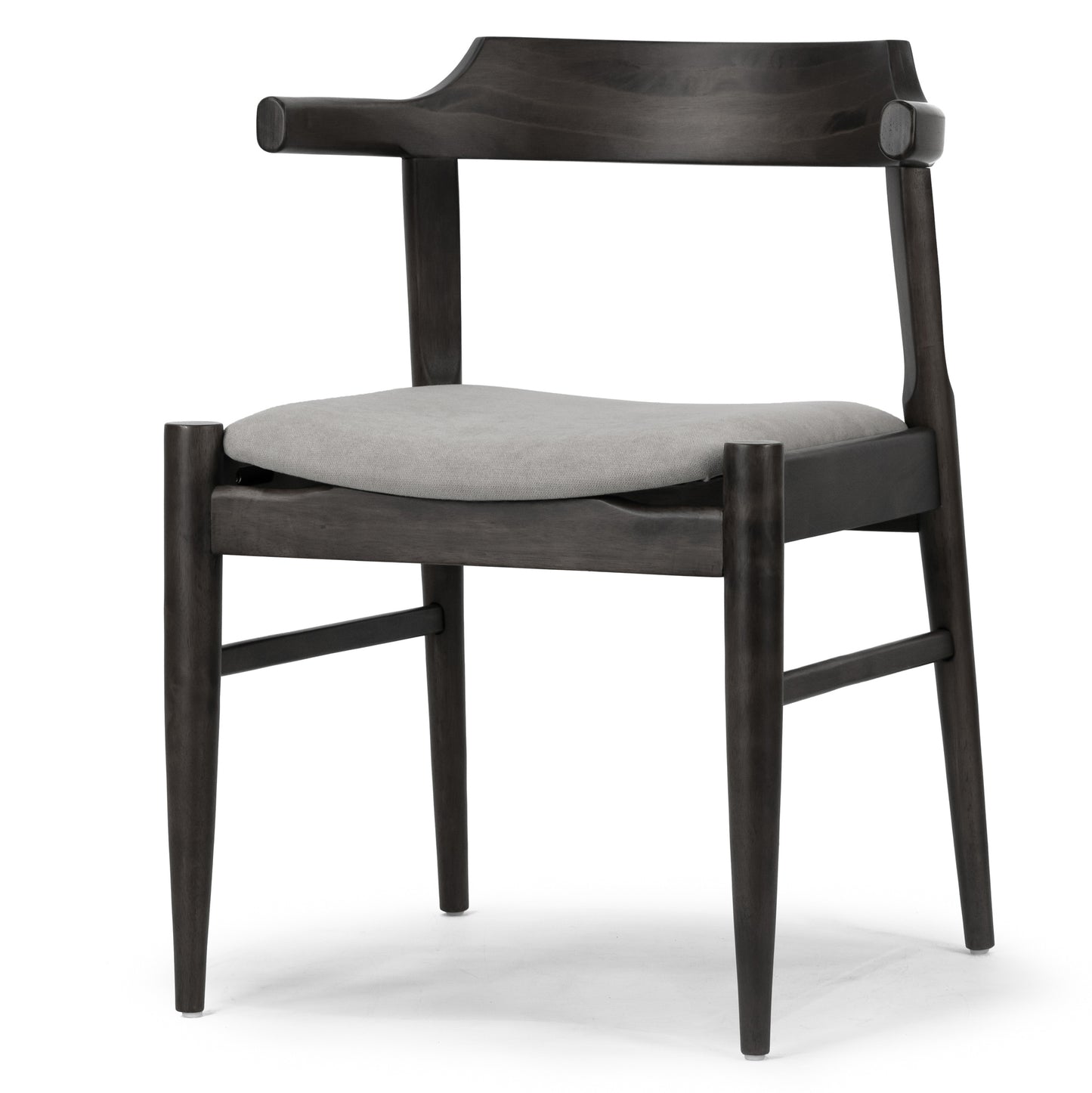 Set of 2 Atlas Retro Modern Black Wood Chair with Curved Back