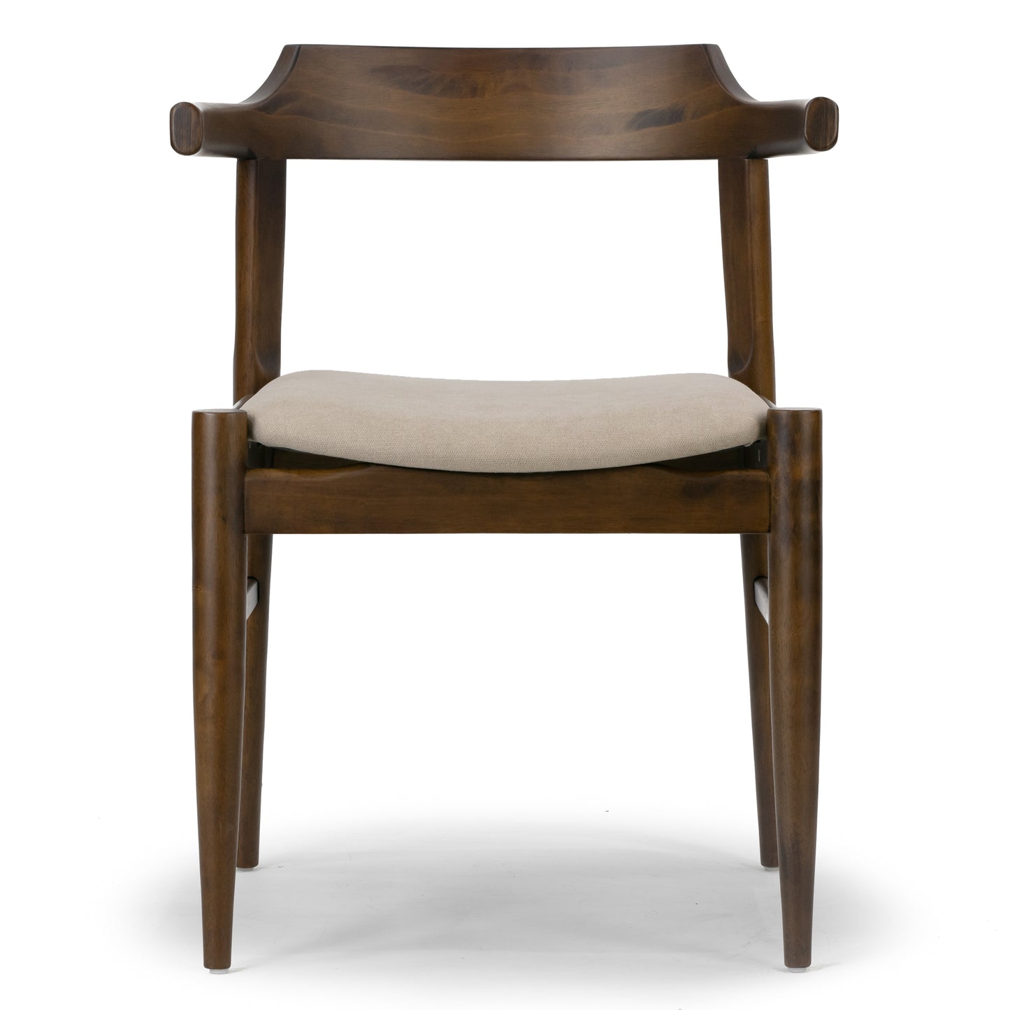 Set of 2 Atlas Retro Modern Dark Brown Wood Chair with Curved Back