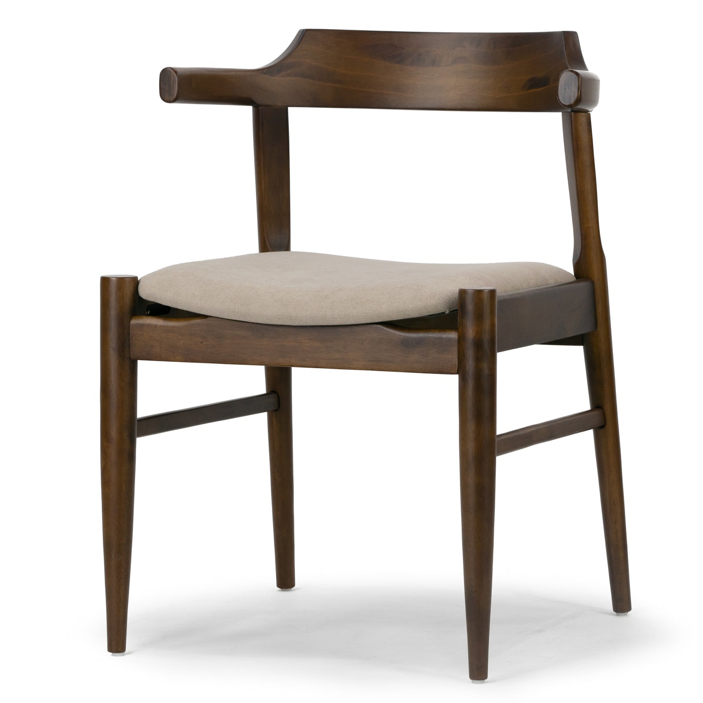 Set of 2 Atlas Retro Modern Dark Brown Wood Chair with Curved Back