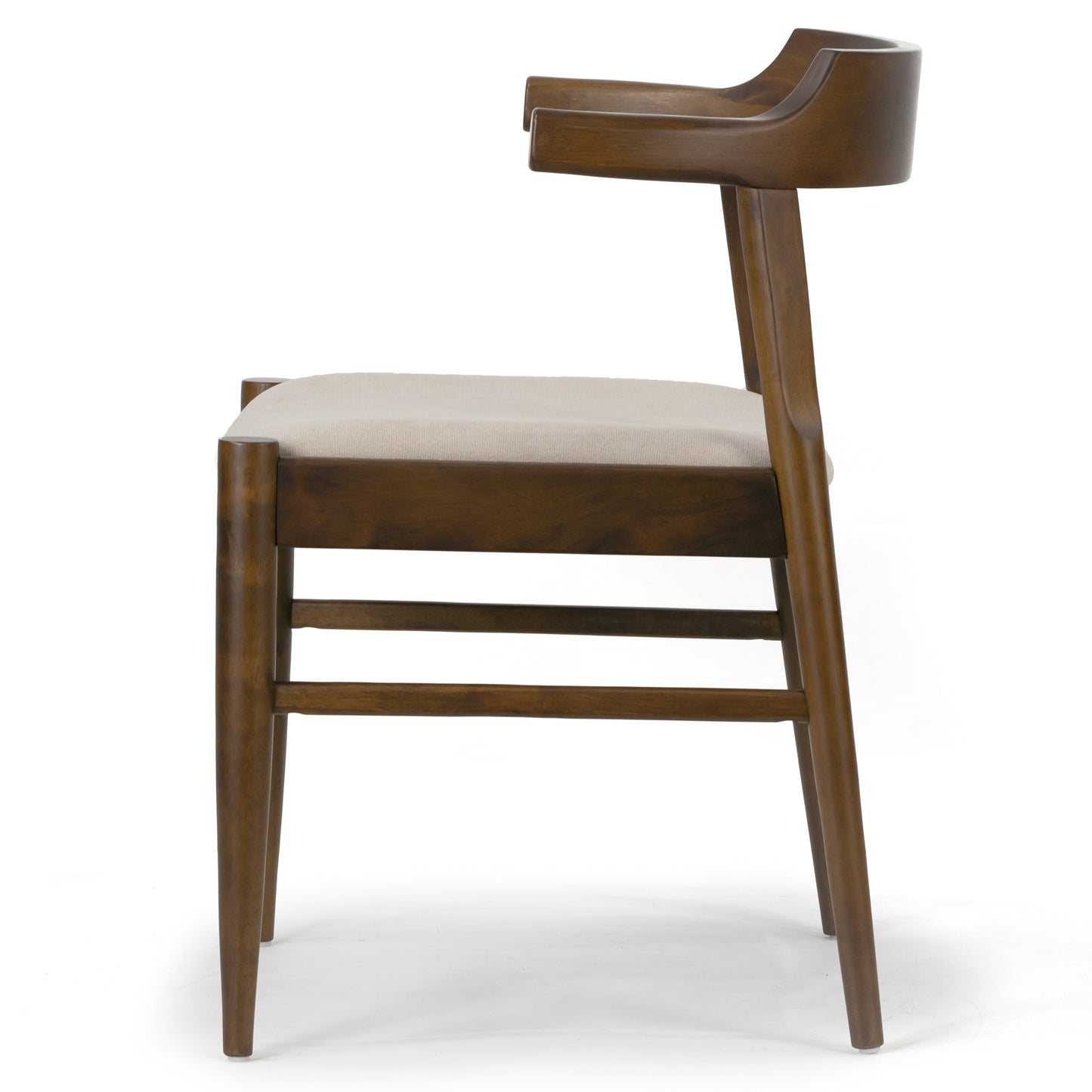 Set of 2 Atlas Retro Modern Dark Brown Wood Chair with Curved Back