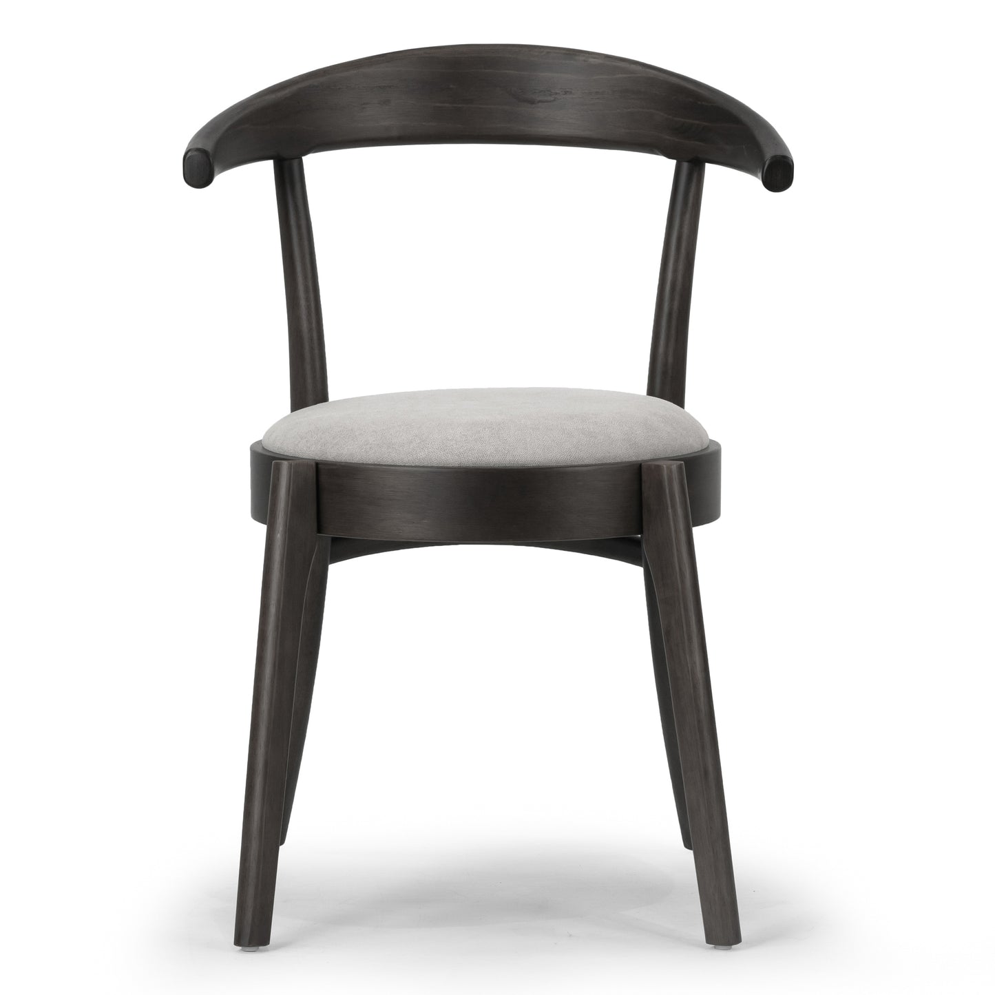 Set of 2 Audra Retro Modern Black Wood Round Chair with Curved Back