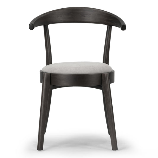 Set of 2 Audra Retro Modern Black Wood Round Chair with Curved Back