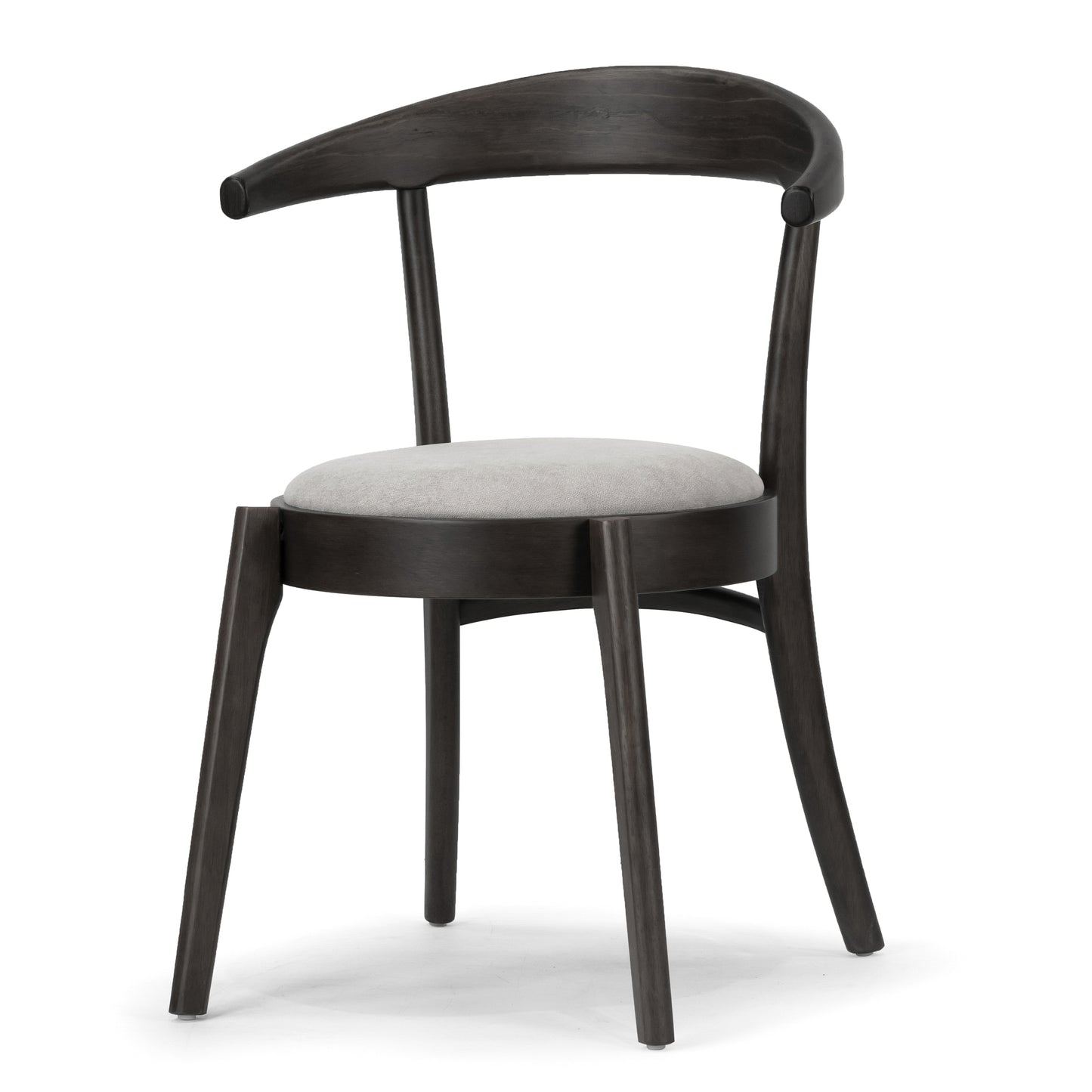 Set of 2 Audra Retro Modern Black Wood Round Chair with Curved Back