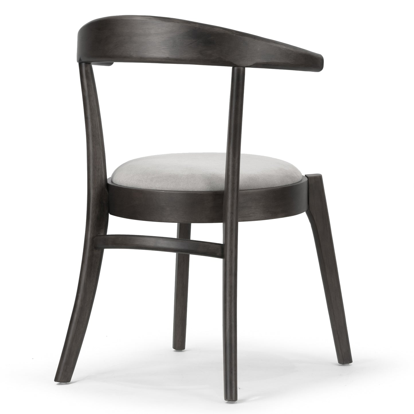 Set of 2 Audra Retro Modern Black Wood Round Chair with Curved Back