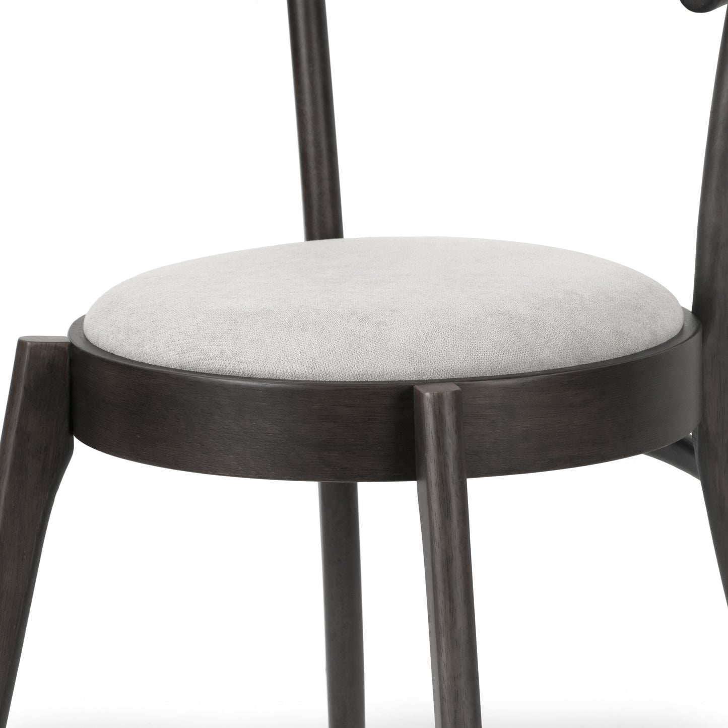 Set of 2 Audra Retro Modern Black Wood Round Chair with Curved Back