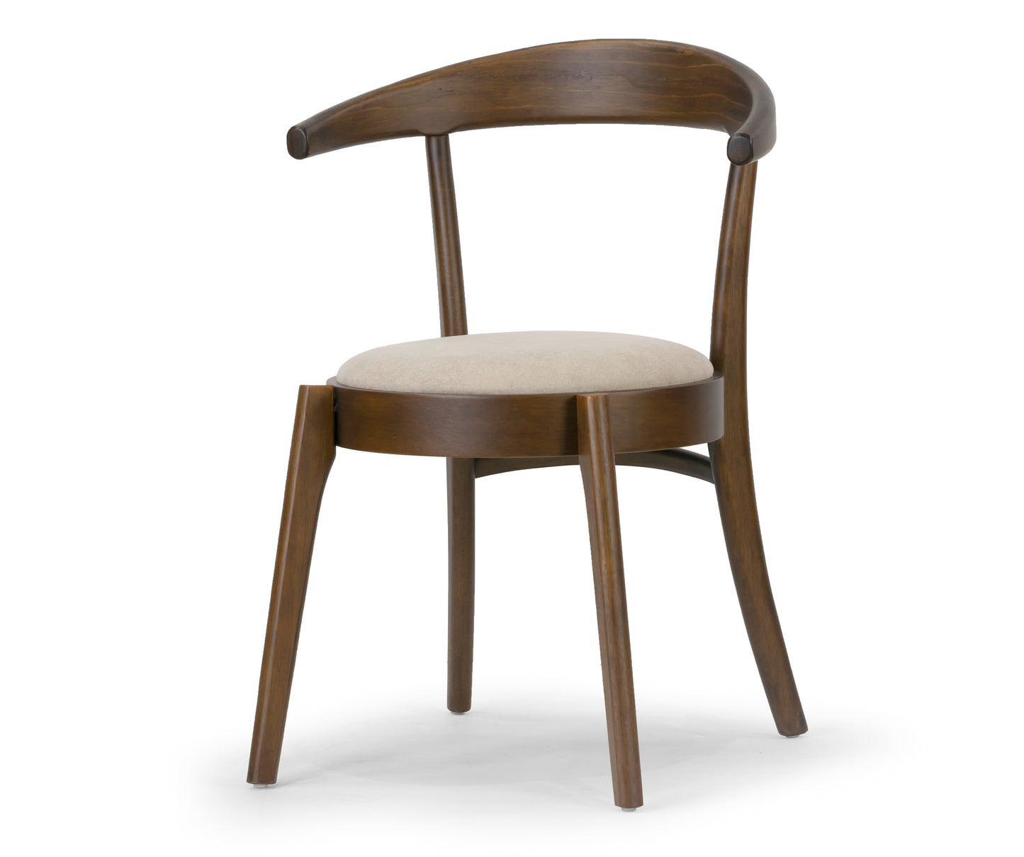 Set of 2 Audra Retro Modern Dark Brown Wood Round Chair with Curved Back