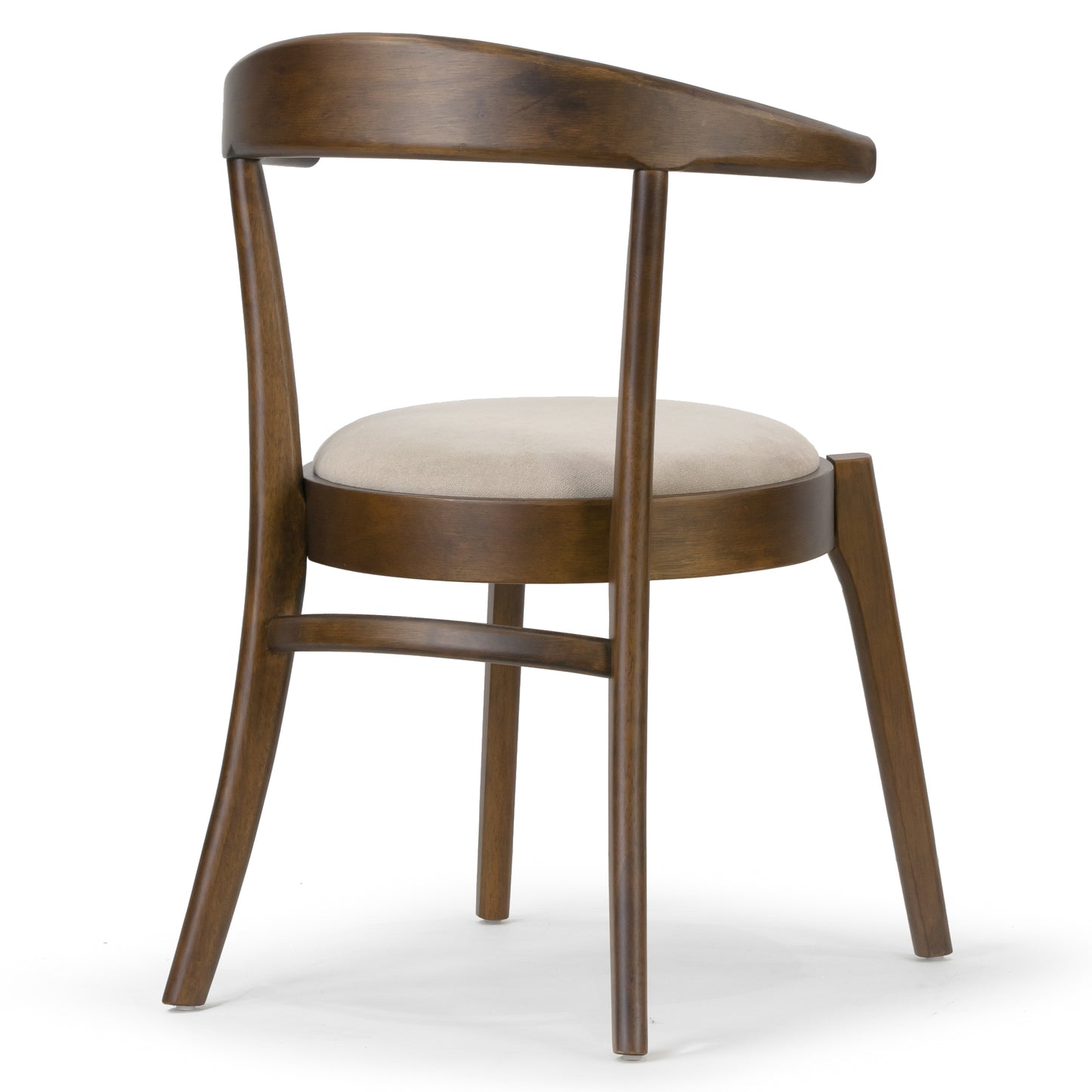 Set of 2 Audra Retro Modern Dark Brown Wood Round Chair with Curved Back