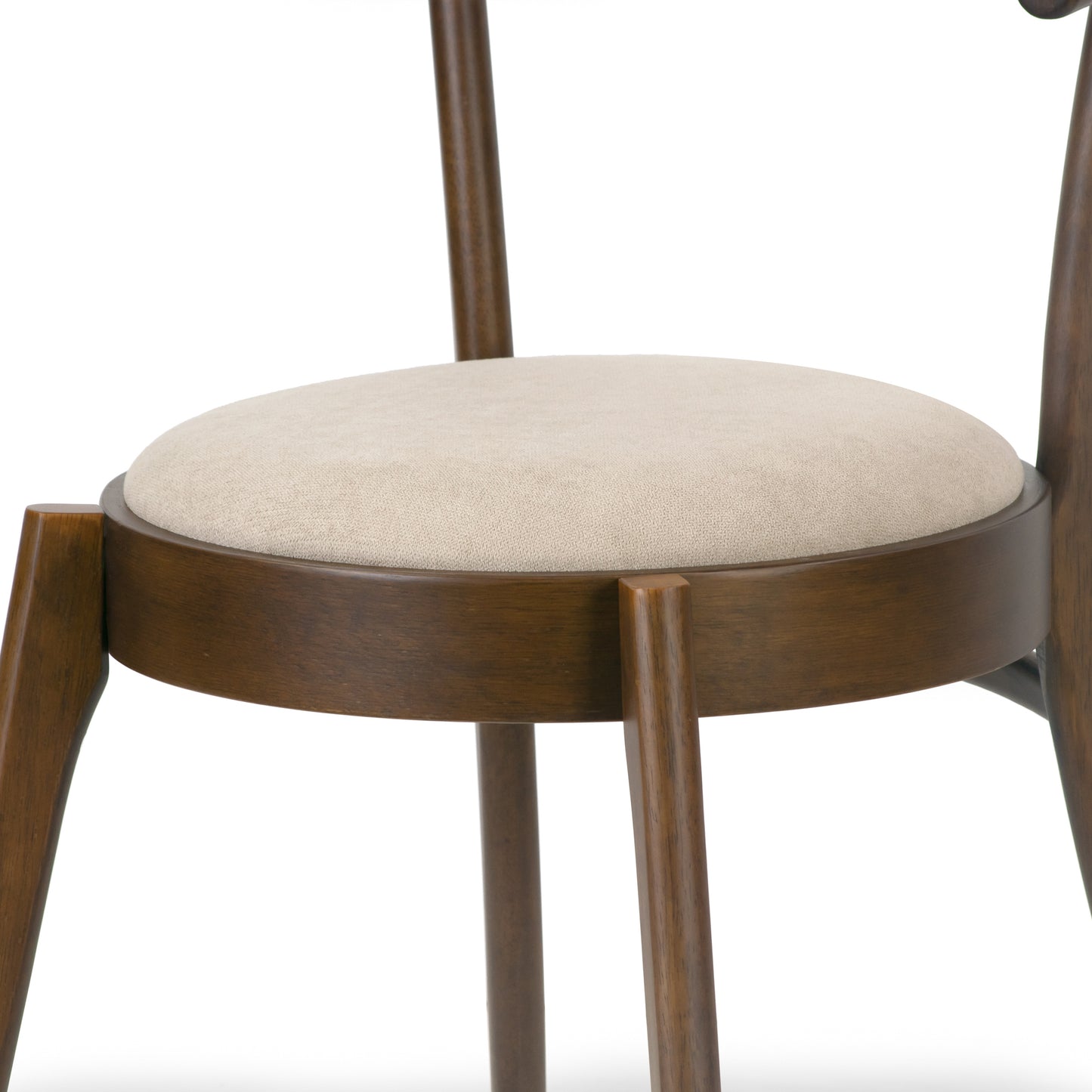 Set of 2 Audra Retro Modern Dark Brown Wood Round Chair with Curved Back