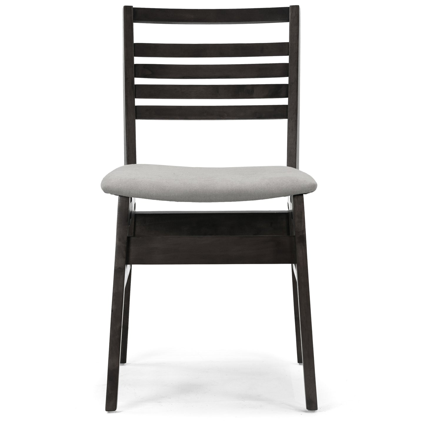 Set of 2 Audrey Black Wood Chair with Light Grey Fabric Seat and Ladder Back