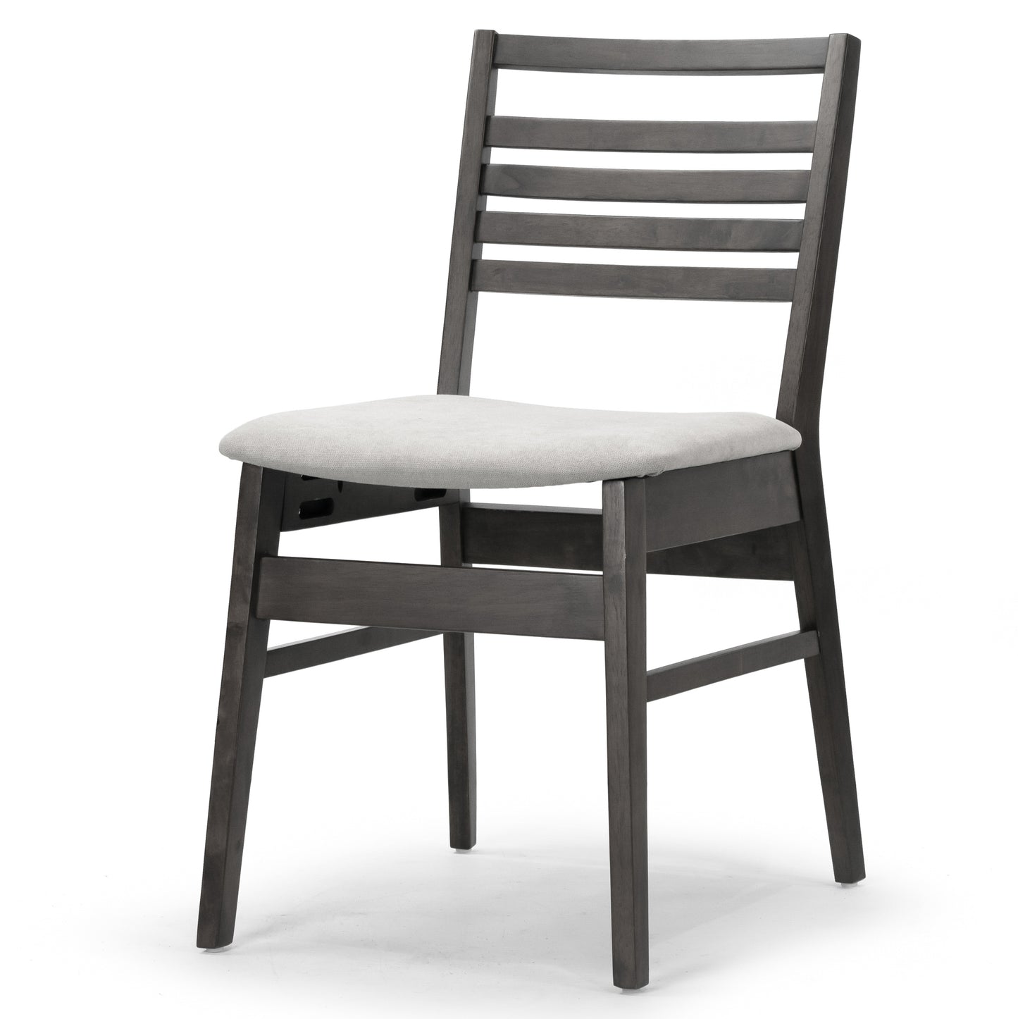 Set of 2 Audrey Black Wood Chair with Light Grey Fabric Seat and Ladder Back