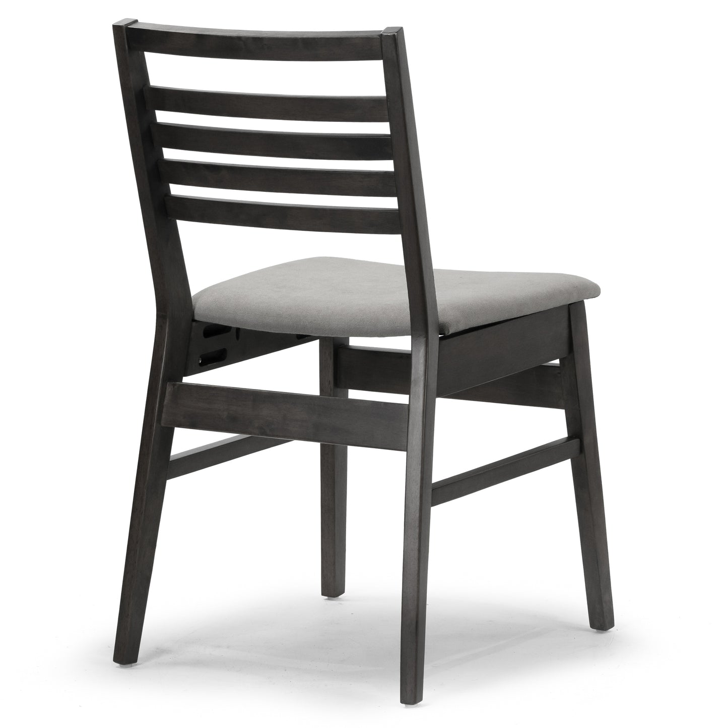 Set of 2 Audrey Black Wood Chair with Light Grey Fabric Seat and Ladder Back