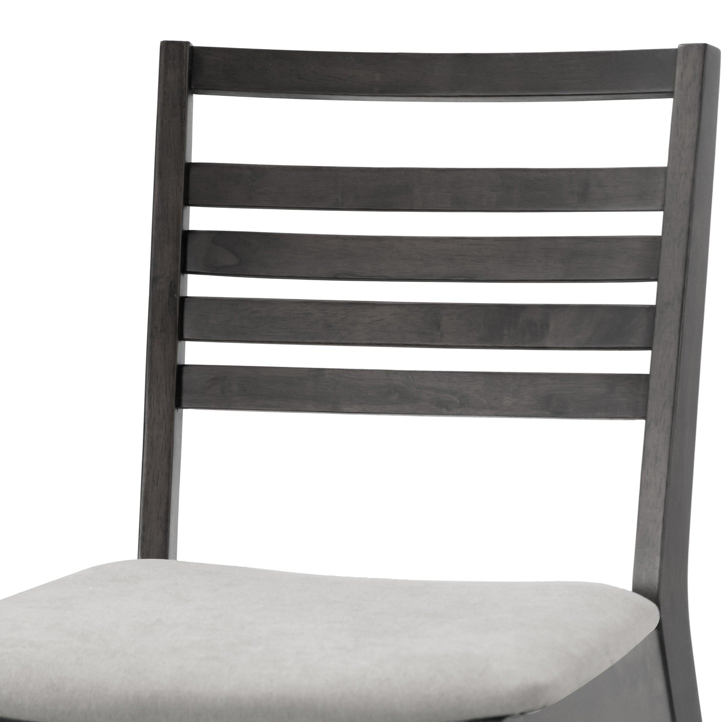Set of 2 Audrey Black Wood Chair with Light Grey Fabric Seat and Ladder Back