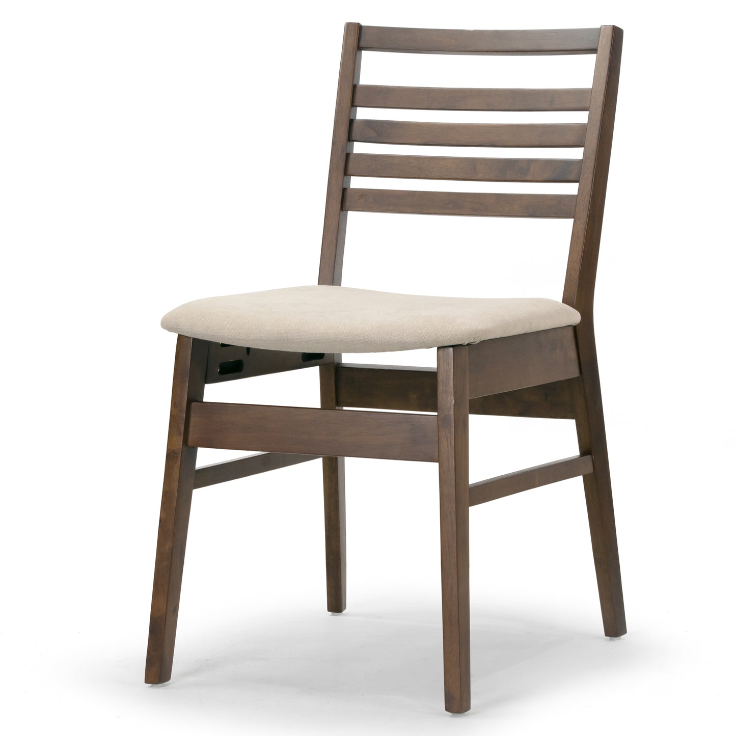 Set of 2 Audrey Dark Brown Wood Chair with Beige Fabric Seat and Ladder Back