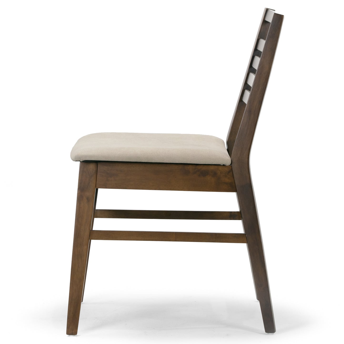 Set of 2 Audrey Dark Brown Wood Chair with Beige Fabric Seat and Ladder Back