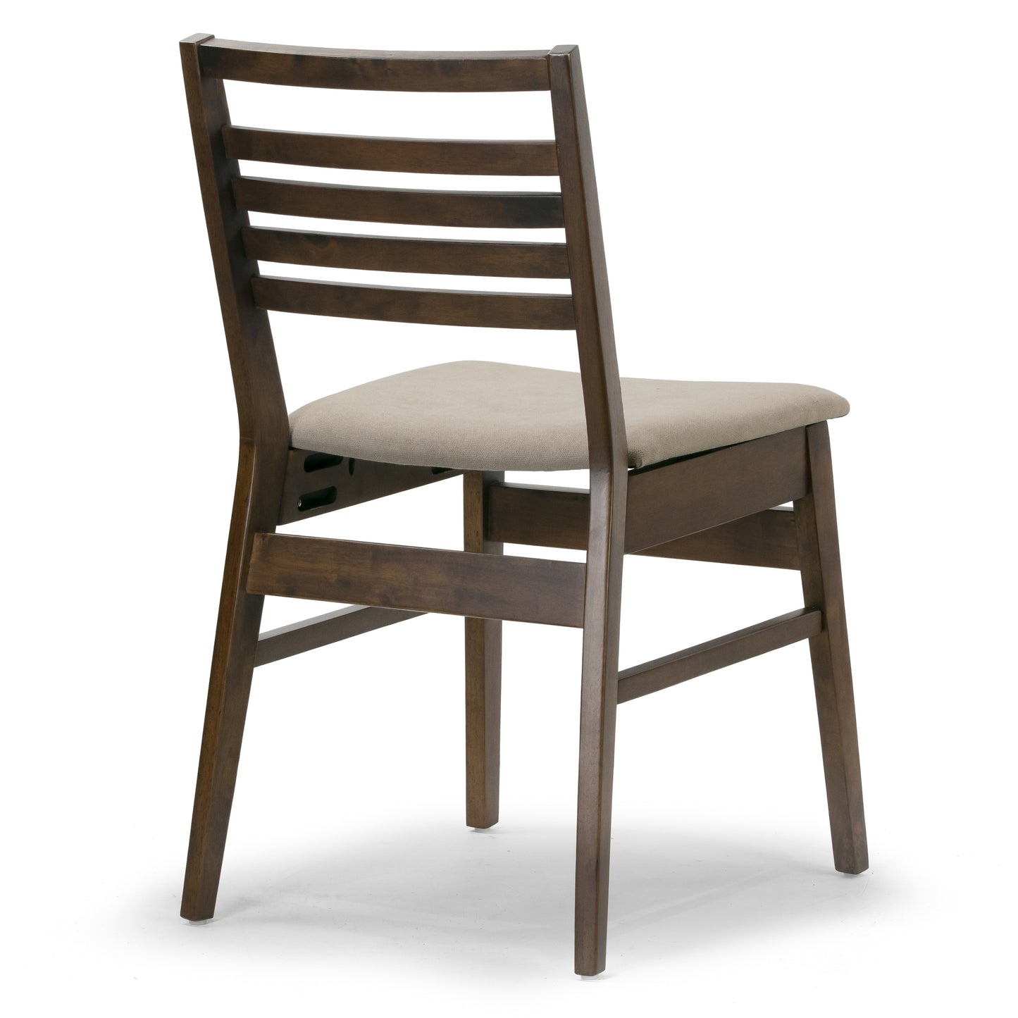 Set of 2 Audrey Dark Brown Wood Chair with Beige Fabric Seat and Ladder Back