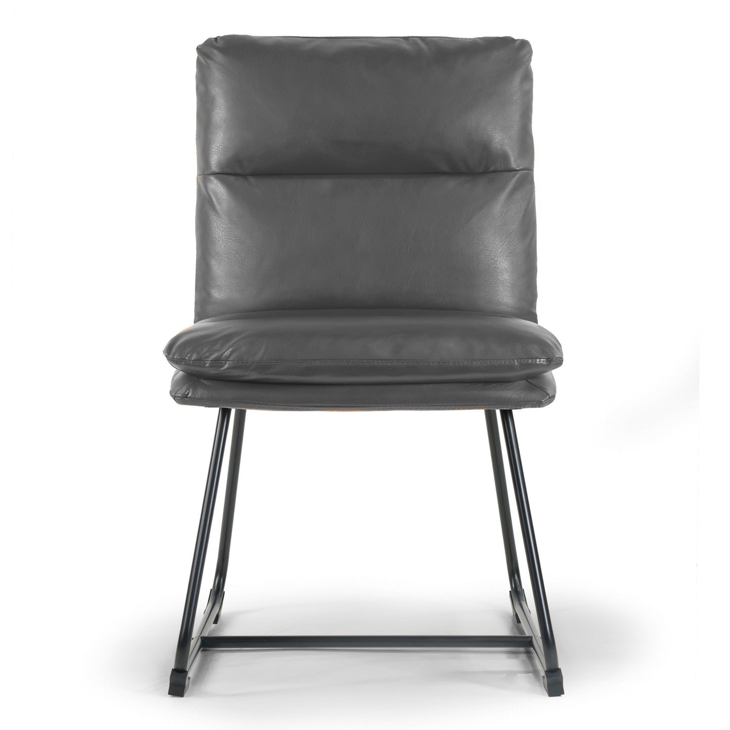 Set of 2 Aulani Grey Upholstered Metal Frame Dining Chair with Puffy Cushions