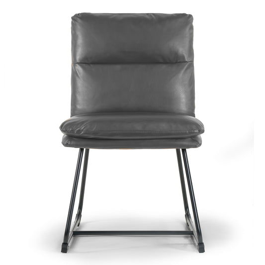 Set of 2 Aulani Grey Upholstered Metal Frame Dining Chair with Puffy Cushions