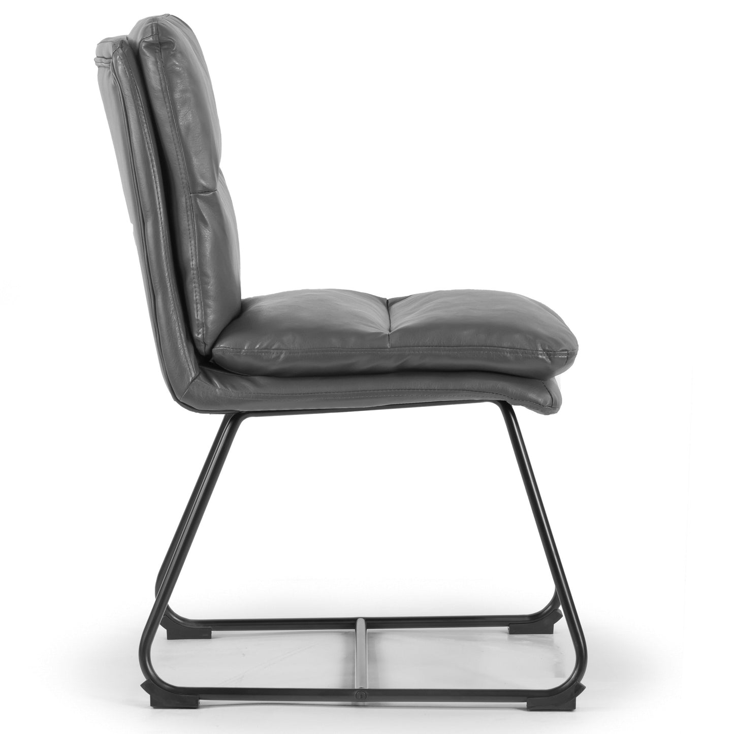 Set of 2 Aulani Grey Upholstered Metal Frame Dining Chair with Puffy Cushions