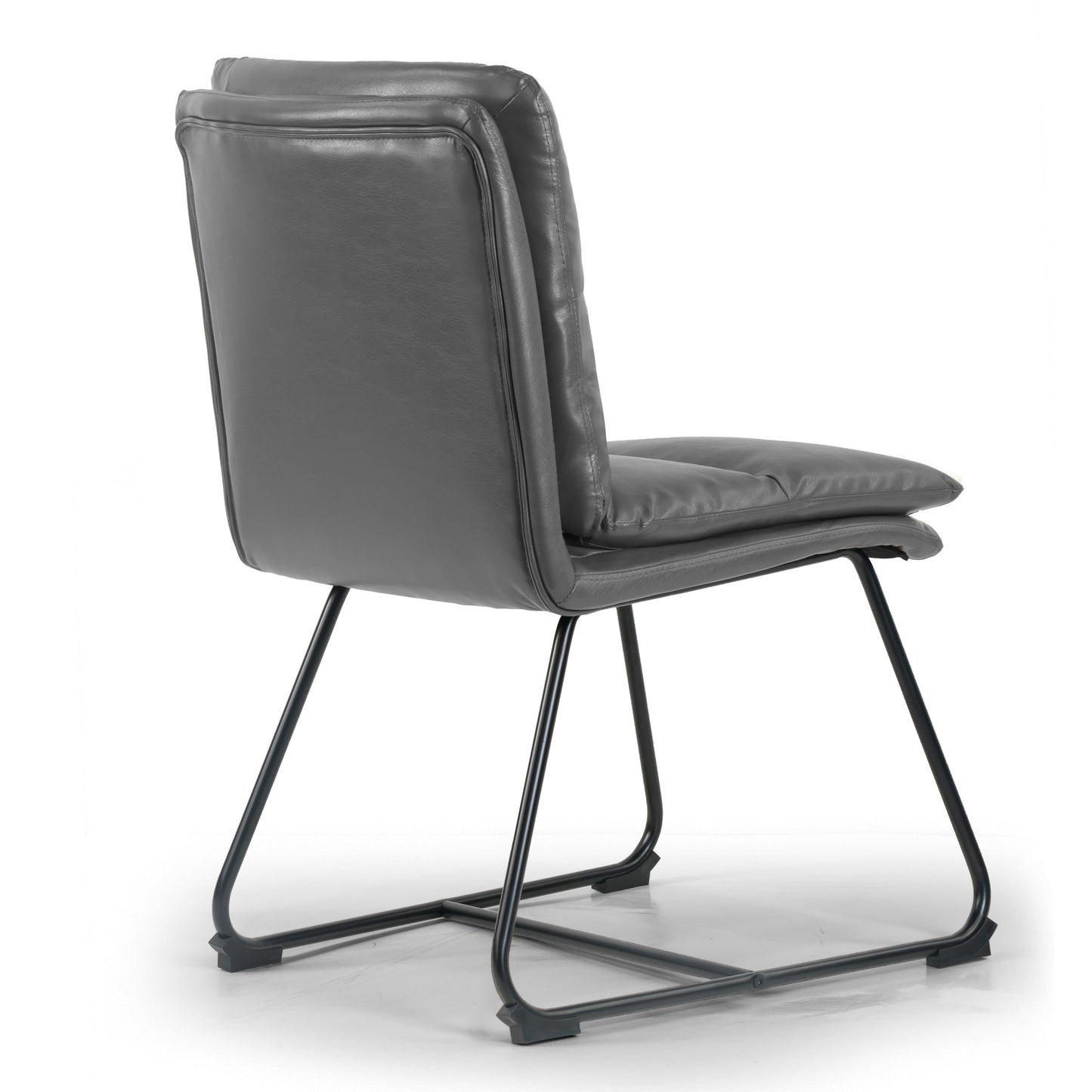 Set of 2 Aulani Grey Upholstered Metal Frame Dining Chair with Puffy Cushions