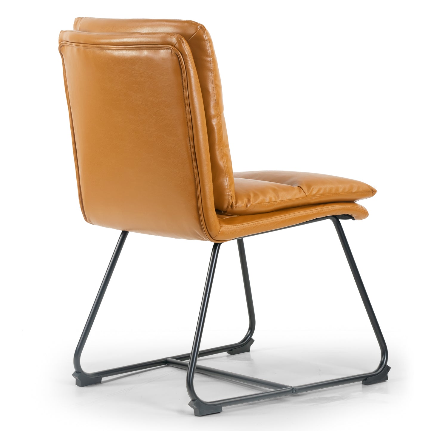 Set of 2 Aulani Light Brown Upholstered Metal Frame Dining Chair with Puffy Cushions