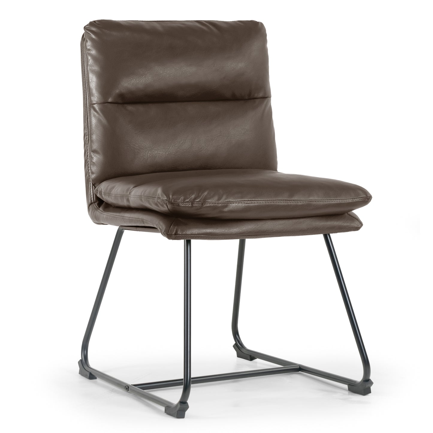 Set of 2 Aulani Brown Upholstered Metal Frame Dining Chair with Puffy Cushions