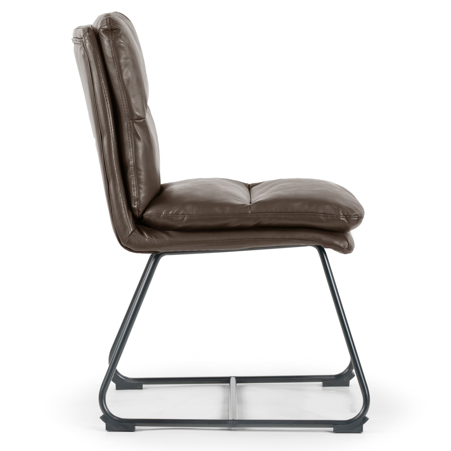 Set of 2 Aulani Brown Upholstered Metal Frame Dining Chair with Puffy Cushions