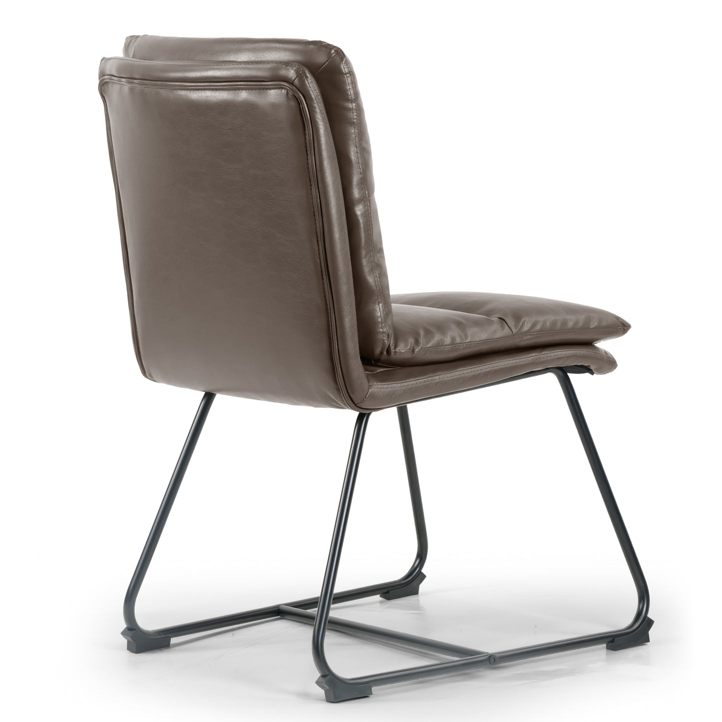 Set of 2 Aulani Brown Upholstered Metal Frame Dining Chair with Puffy Cushions