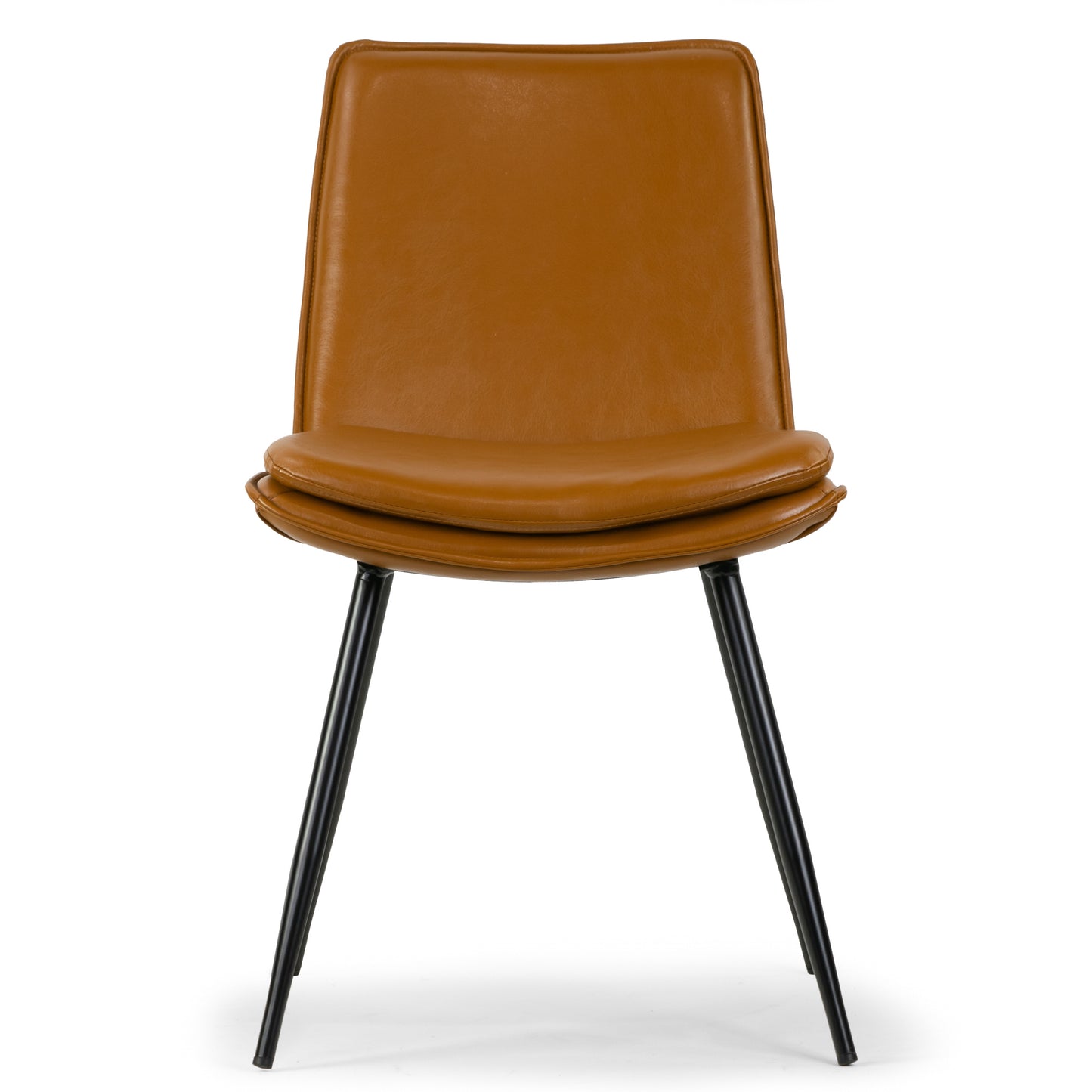 Set of 2 Avalon Cappuccino Faux Leather Dining Chair with Black Metal Legs