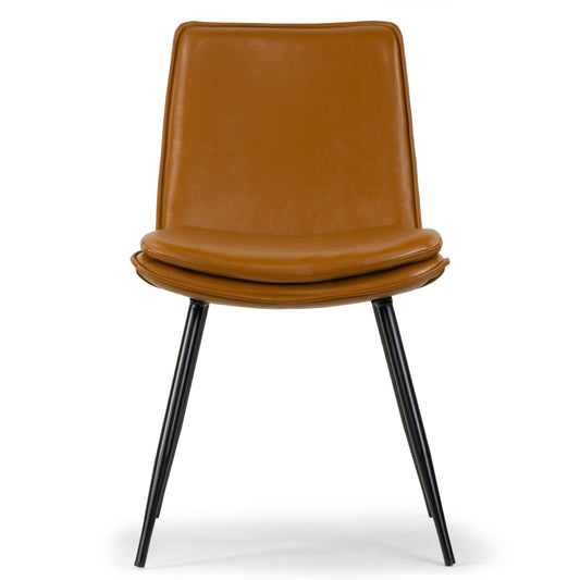 Set of 2 Avalon Cappuccino Faux Leather Dining Chair with Black Metal Legs