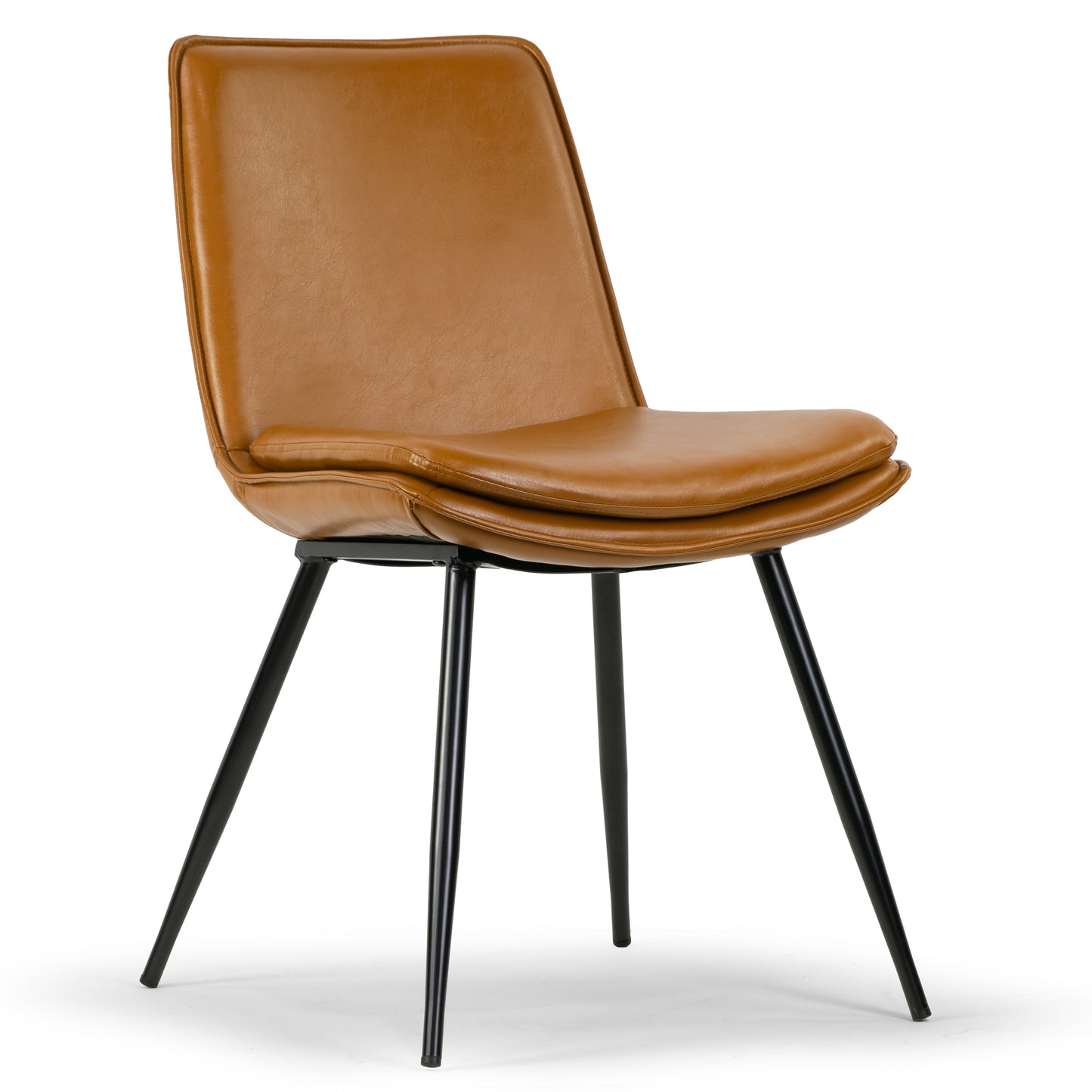 Set of 2 Avalon Cappuccino Faux Leather Dining Chair with Black Metal Legs