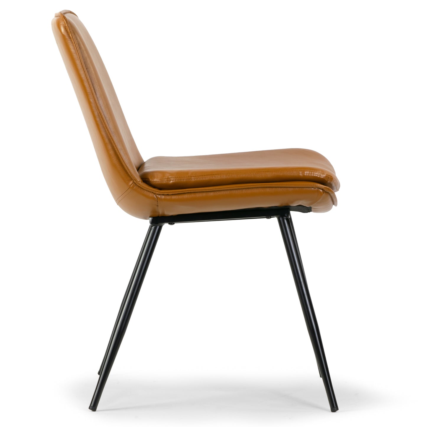 Set of 2 Avalon Cappuccino Faux Leather Dining Chair with Black Metal Legs