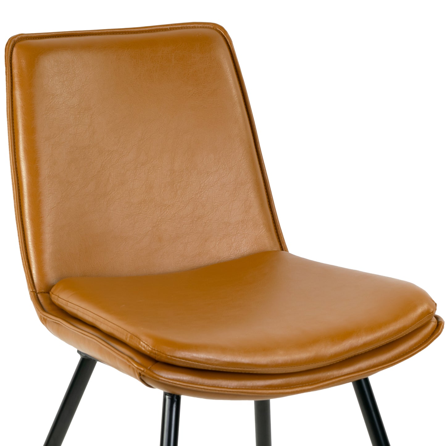 Set of 2 Avalon Cappuccino Faux Leather Dining Chair with Black Metal Legs