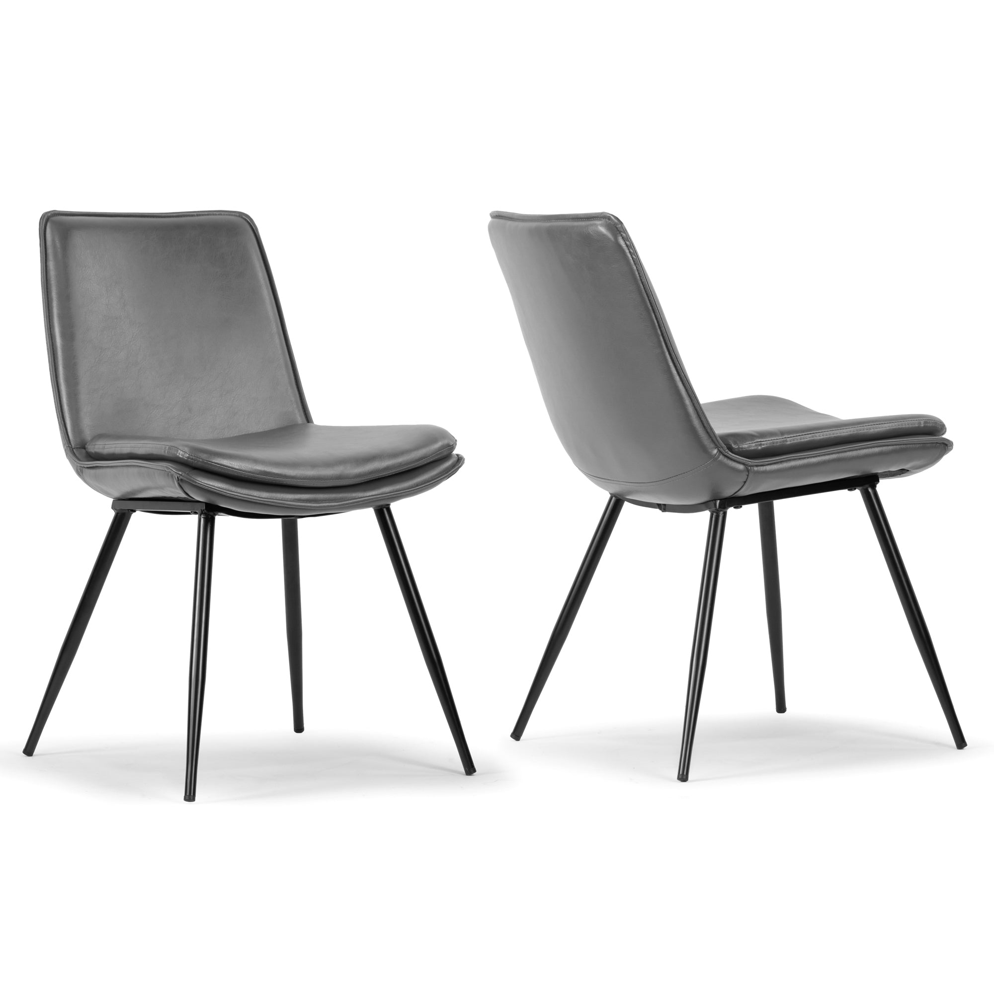 Set of 2 Avalon Grey Faux Leather Dining Chair with Black Metal Legs ...